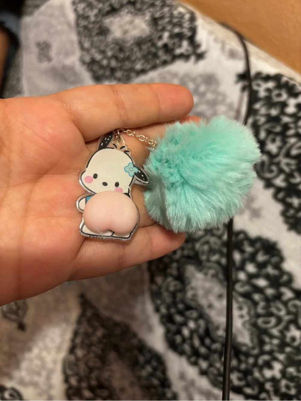 Kids Pom Pom Keychain Pen - Mint Green